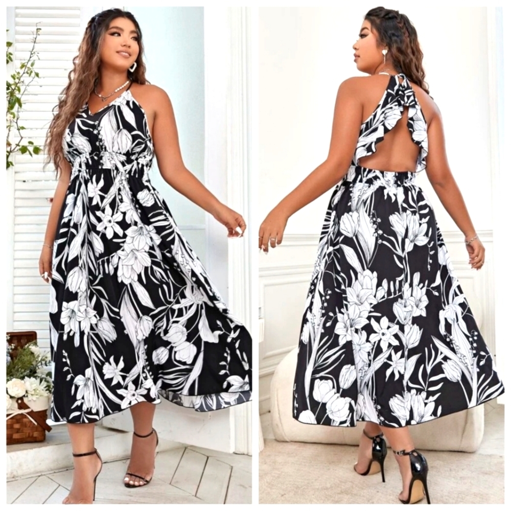 Tropical Dress with Sexy Back Design by Shein